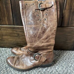 Born Brown Leather Distressed Boots